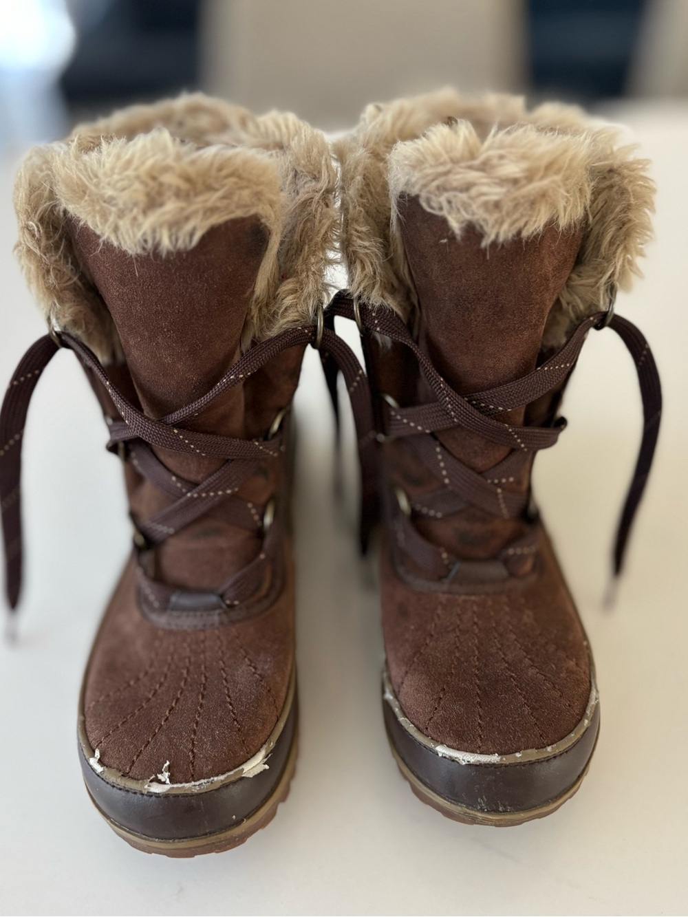 SOREL Tivoli Winter Boots Size 7 Brown Faux Fur Snow Fall Outdoors Cozy Cabin - Picture 3 of 11